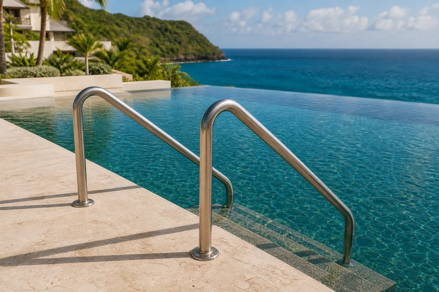 Mains courantes d’accès au bassin INFINEA Access Pool en inox marin