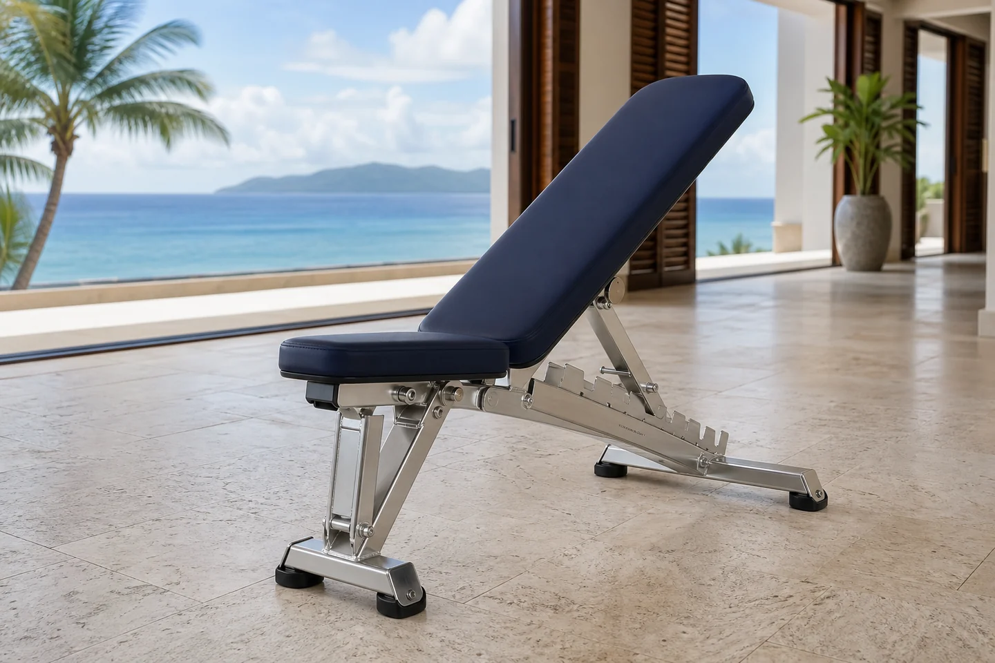 Banc réglable INFINEA Marine Bench à structure inox et sellerie marine